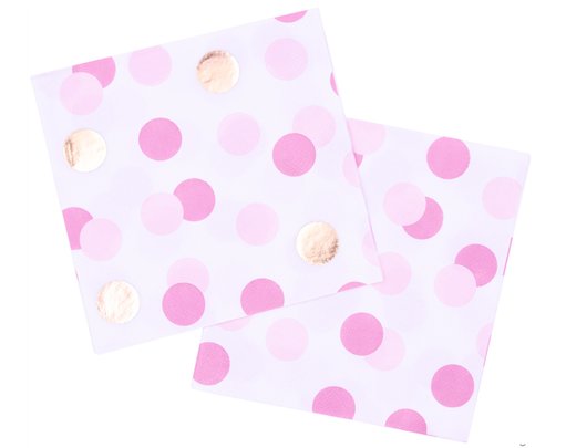 16PK PINK & GOLD DOTS NAPKINS