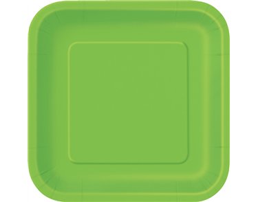 16PK 7in LIME GREEN SQUARE PLATES