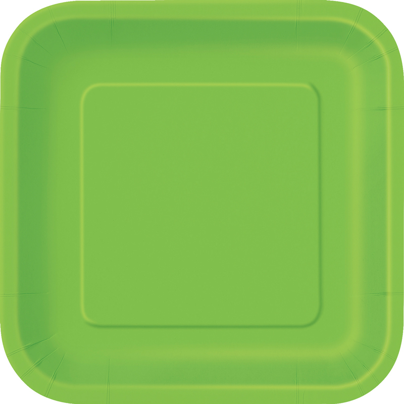 16PK 7in LIME GREEN SQUARE PLATES