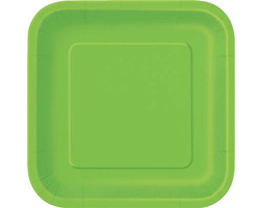16PK 7in LIME GREEN SQUARE PLATES