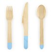 18PK WOODEN CUTLERY WITH BLUE TIPS