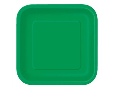 16PK 7in EMERALD GREEN SQUARE PLATES