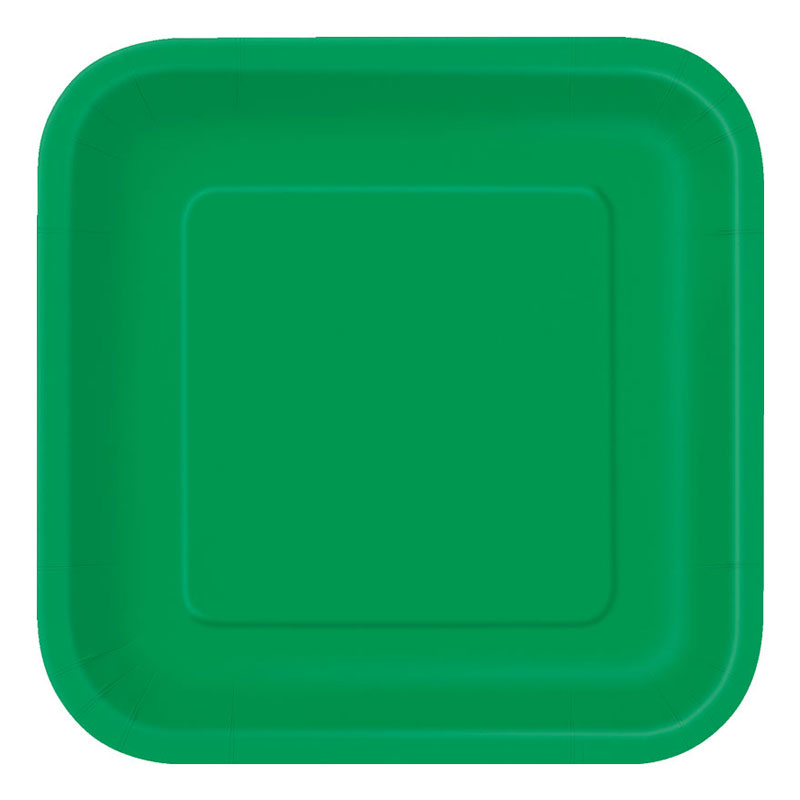 16PK 7in EMERALD GREEN SQUARE PLATES