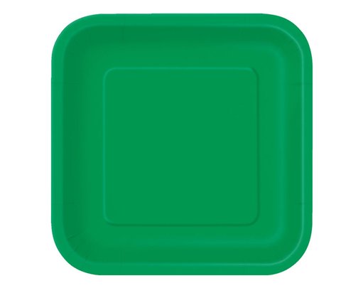 16PK 7in EMERALD GREEN SQUARE PLATES