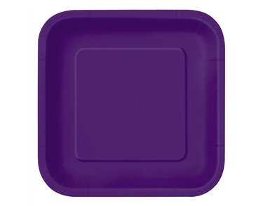 16PK 7in DEEP PURPLE SQUARE PLATES