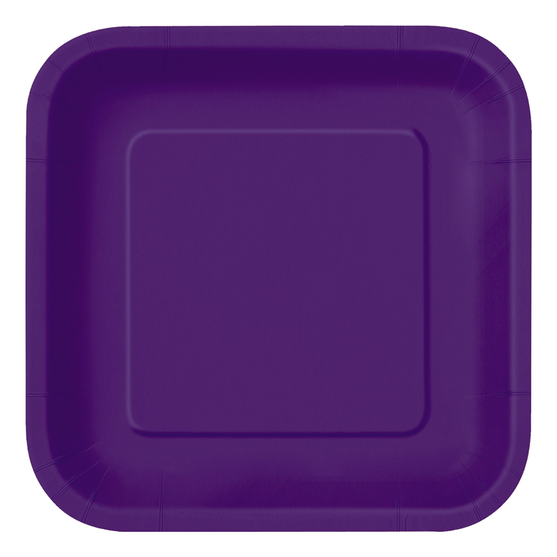 16PK 7in DEEP PURPLE SQUARE PLATES
