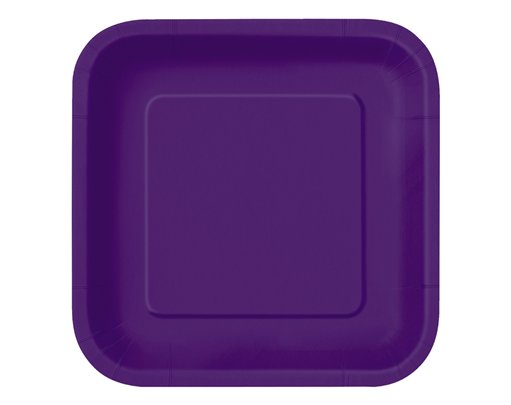 16PK 7in DEEP PURPLE SQUARE PLATES
