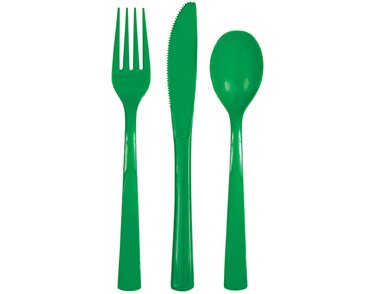 18PC EMERALD GREEN ASSORTED PLASTIC CUTLERY