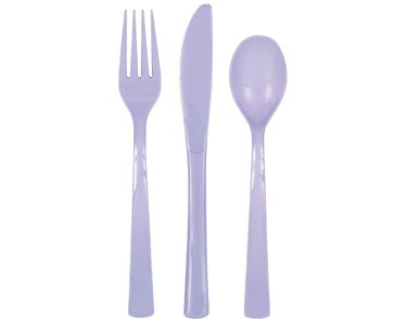 18PC LAVENDER ASSORTED PLASTIC CUTLERY