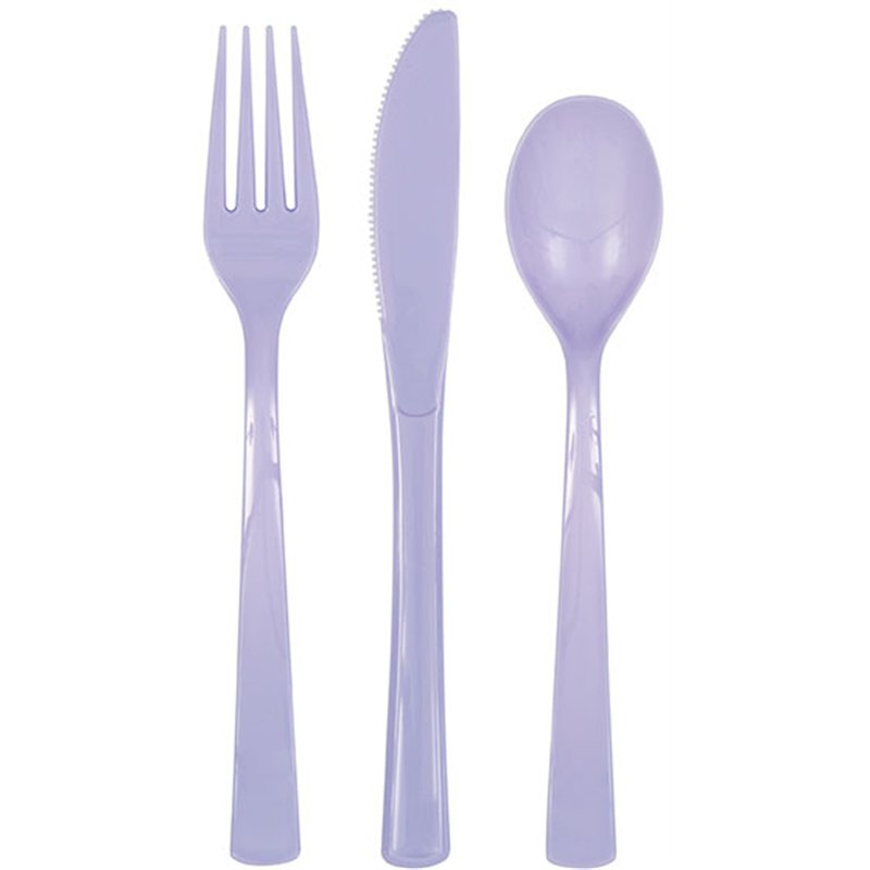 18PC LAVENDER ASSORTED PLASTIC CUTLERY