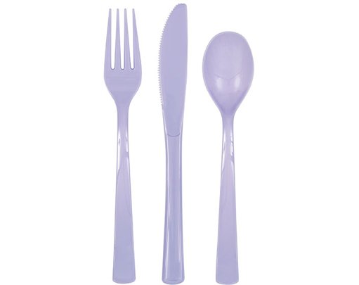 18PC LAVENDER ASSORTED PLASTIC CUTLERY
