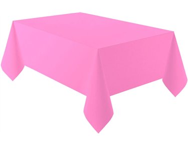 BUBBLEGUM PINK PLASTIC TABLECOVER