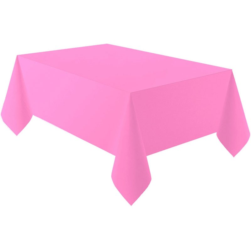 BUBBLEGUM PINK PLASTIC TABLECOVER