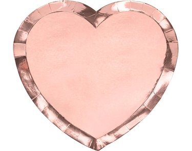 6PK ROSE GOLD FOIL HEART SHAPED PLATES