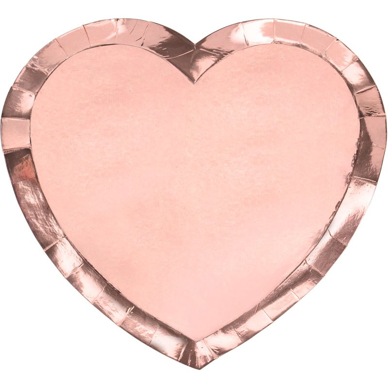 6PK ROSE GOLD FOIL HEART SHAPED PLATES