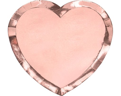 6PK ROSE GOLD FOIL HEART SHAPED PLATES