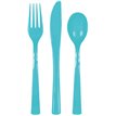 18PC ASST TERRIFIC TEAL PLASTIC CUTLERY