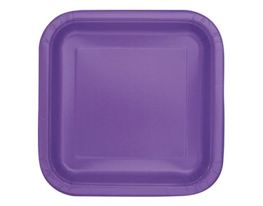 16PK 7in NEON PURPLE SQUARE PLATES
