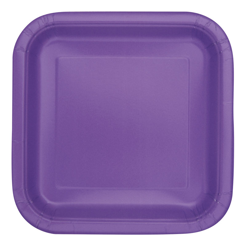 16PK 7in NEON PURPLE SQUARE PLATES