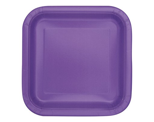 16PK 7in NEON PURPLE SQUARE PLATES