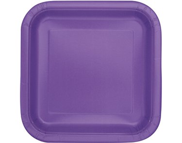 14PK 9in NEON PURPLE SQUARE PLATES