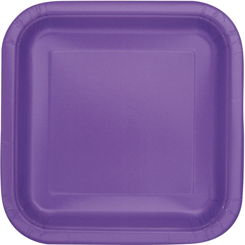 14PK 9in NEON PURPLE SQUARE PLATES