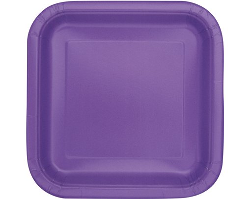 14PK 9in NEON PURPLE SQUARE PLATES