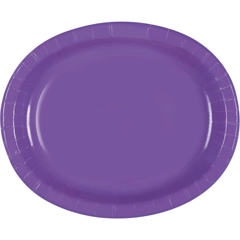 8PK NEON PURPLE OVAL PLATES
