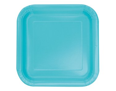 16PK 7in TERRIFIC TEAL SQUARE PLATES