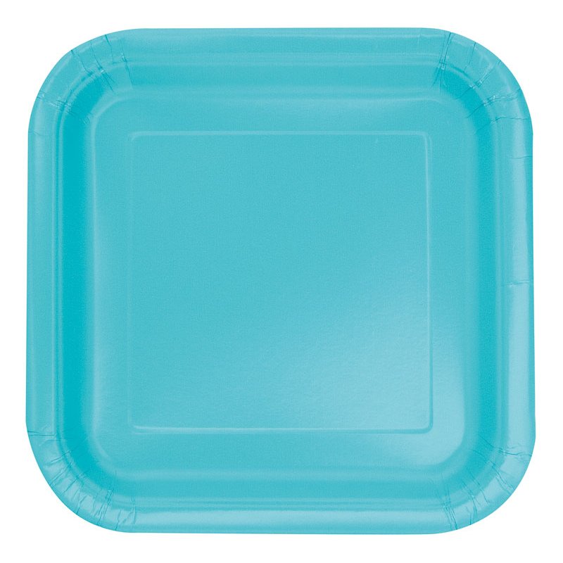 16PK 7in TERRIFIC TEAL SQUARE PLATES