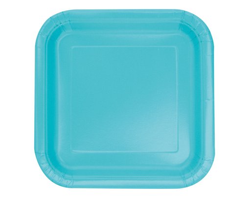 16PK 7in TERRIFIC TEAL SQUARE PLATES