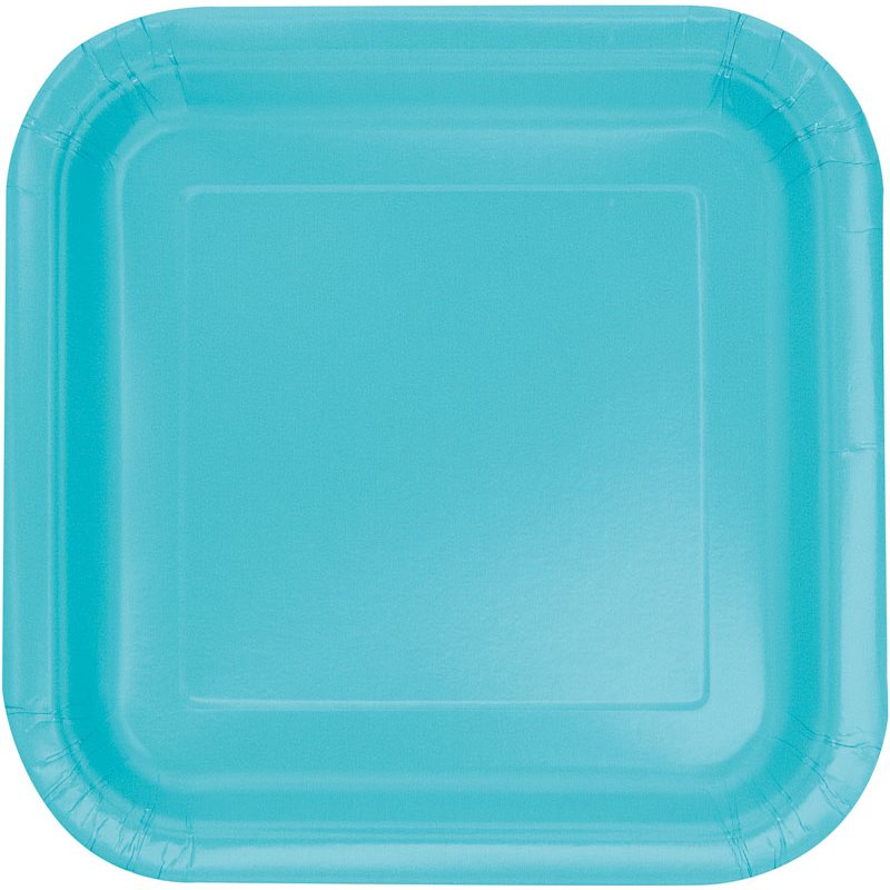 14PK 9in TERRIFIC TEAL SQUARE PLATES