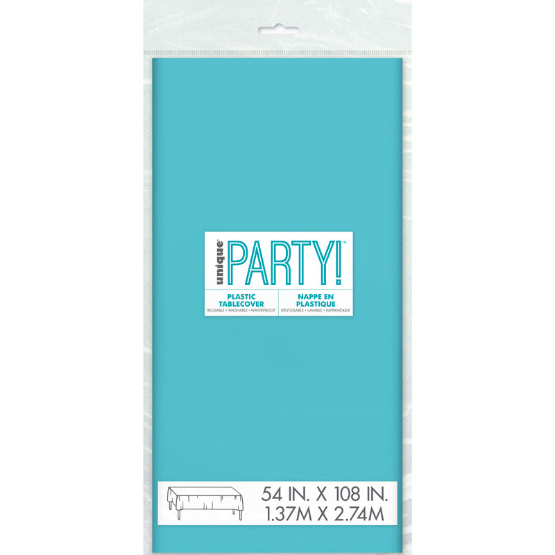 54x108in TERRIFIC TEAL PLASTIC TABLECOVER