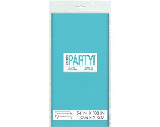 54x108in TERRIFIC TEAL PLASTIC TABLECOVER