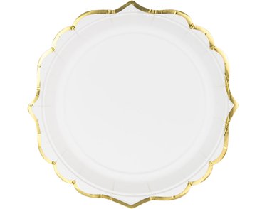 6PK 18.5cm WHITE PLATES WITH GOLD EDGE