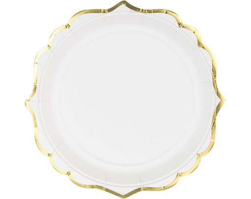 6PK 18.5cm WHITE PLATES WITH GOLD EDGE