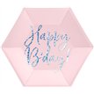 6PK 20cm LIGHT PINK HAPPY B'DAY PLATES