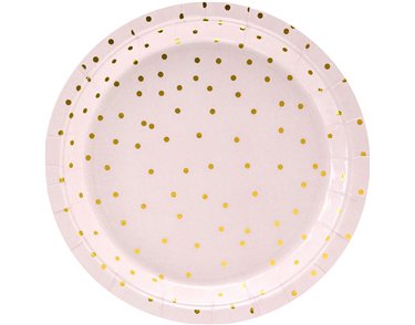 6PK 18cm LIGHT PINK POLKA DOTS PLATES