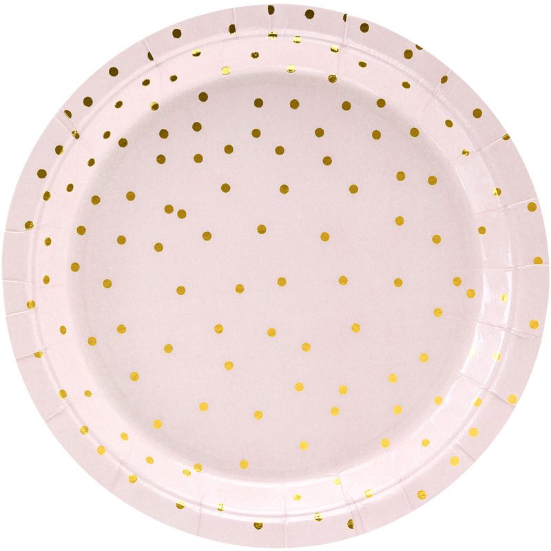 6PK 18cm LIGHT PINK POLKA DOTS PLATES