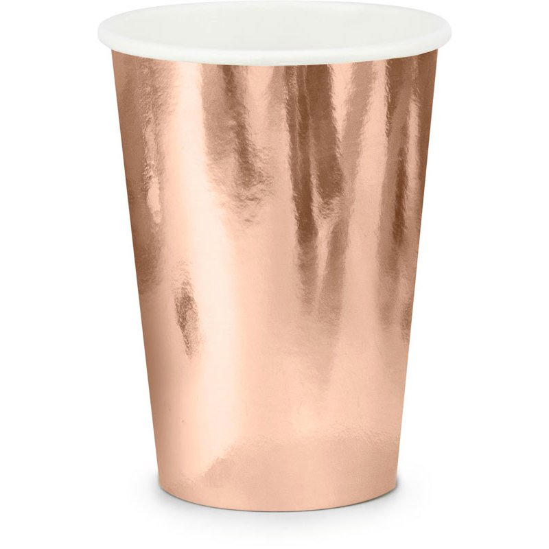 6PK 220ml ROSE GOLD PAPER CUPS
