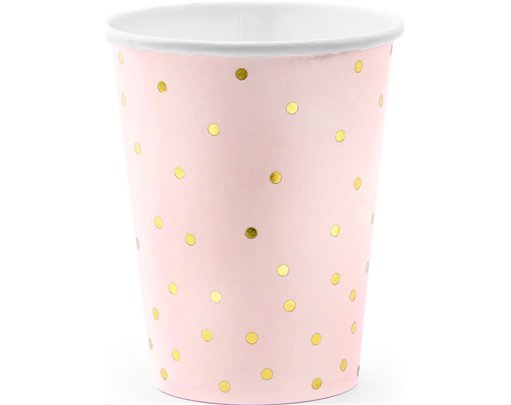 6PK 260ml LIGHT PINK POLKA DOTS CUPS