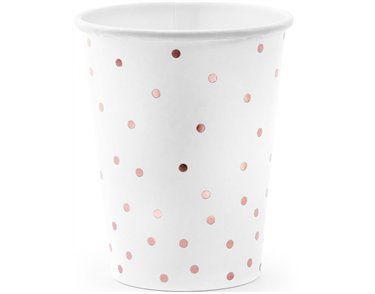 6PK 260ml WHITE POLKA DOTS CUPS