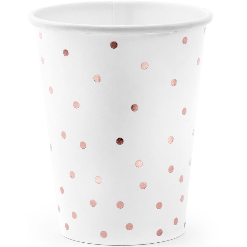 6PK 260ml WHITE POLKA DOTS CUPS