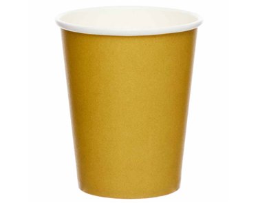 8PK PAPER CUP 237ML CREME BRULEE GOLD