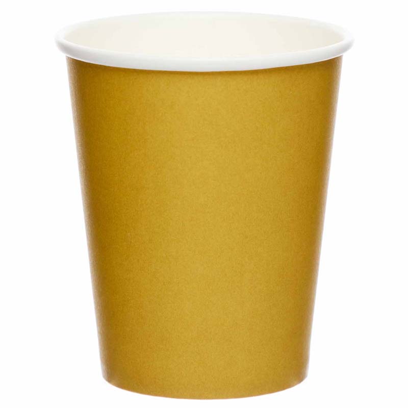 8PK PAPER CUP 237ML CREME BRULEE GOLD