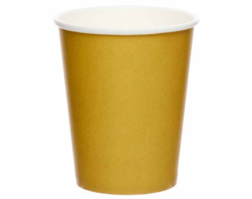 8PK PAPER CUP 237ML CREME BRULEE GOLD
