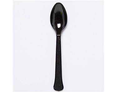 24PK PLASTIC SPOONS 24PK CHARCOAL BLACK
