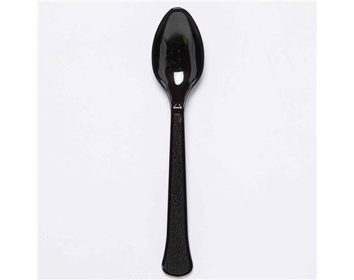 24PK PLASTIC SPOONS 24PK CHARCOAL BLACK