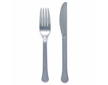 24PK MIXED CUTLERY 24PK GRAPHITE SILVER