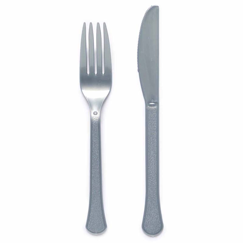 24PK MIXED CUTLERY 24PK GRAPHITE SILVER